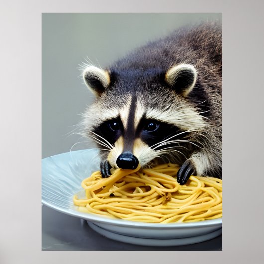Raccoon Eating Spaghetti Poster (Voorkant)