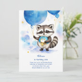 Raccoon eerste verjaardag uitnodiging (Staand voorkant)