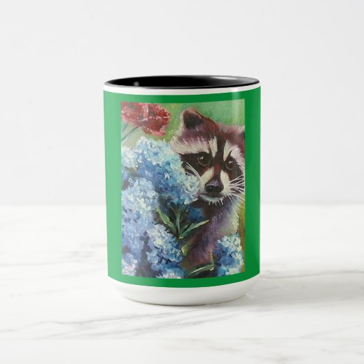 Raccoon en Blue Hydrangeas MOK (Midden)