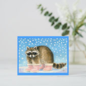 Raccoon en bottes roses carte postale (Debout devant)