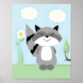 Raccoon Enchanted Forest Nursery Art Print (Voorkant)