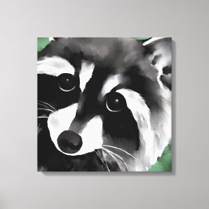 Raccoon Face Portrait Canvas Afdruk