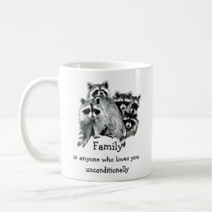 Raccoon Family Friends Love Quote Koffiemok
