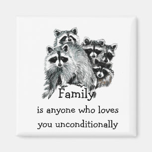 Raccoon Family Love Quote Animal Art Magneet