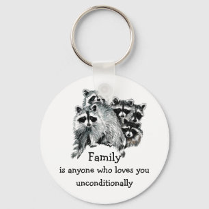Raccoon Family of Friend Love Quote Animal Art Sleutelhanger