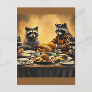 Raccoon Family Thanksgiving Briefkaart