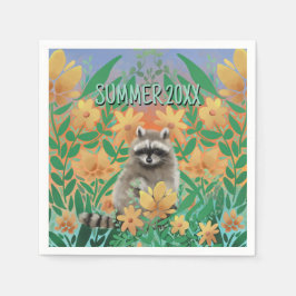 Raccoon Floral Summer Servet