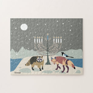 Raccoon.Fox.Magpie 2Hanoukka 11x14 Puzzle