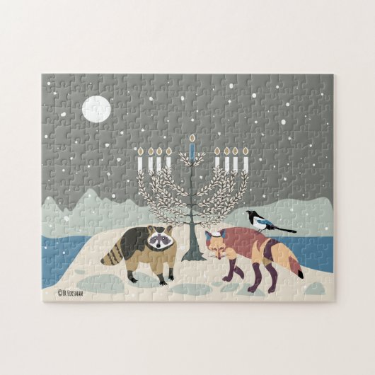 Raccoon.Fox.Magpie 2Hanoukka 11x14 Puzzle (Horizontal)