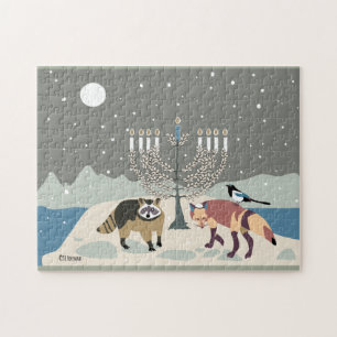 Raccoon.Fox.Magpie bij Mt. Desert Hanukkah Legpuzzel