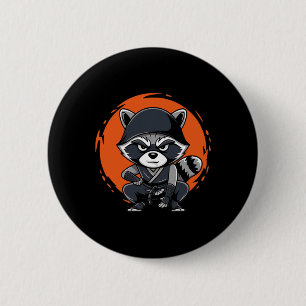 Raccoon Funny Karate Design Kostuumdieren Ronde Button 5,7 Cm