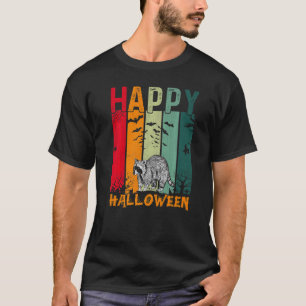 Raccoon Girls Boys Retro Style Halloween Dinner P T-shirt