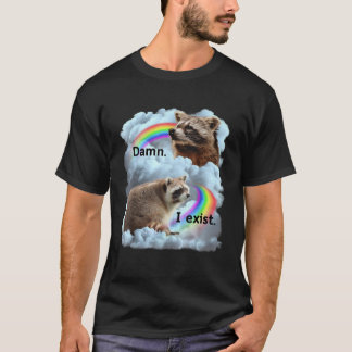 Raccoon Grappig Ik Bestaan Depressie Meme Dark Men T-shirt