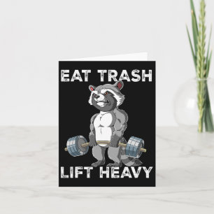 Raccoon Gym Gewichtstraining Eet Trash Lift Zwaar Kaart
