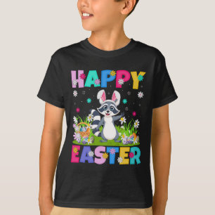 Raccoon Happy Easter Egg Hunt Bunny Ear Raccoon Ea T-shirt