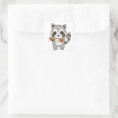 Raccoon Happy Halloween Pumpkin Bat Costume Square Vierkante Sticker (Tas)