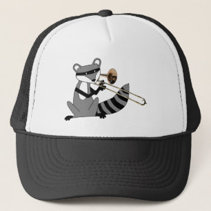 Raccoon Het afspelen van de Trombone Trucker Pet