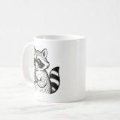 Raccoon Holding Coffee Cup Funny Trash Panda Mug (Devant gauche)