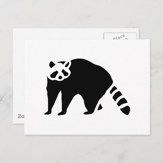 Raccoon houtengravering briefkaart (Voorkant / Achterkant)