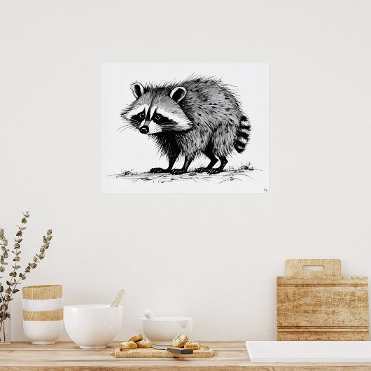 Raccoon - Impression d'art d'archives (Cuisine)