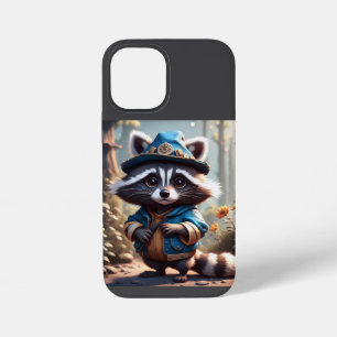 Raccoon in een blauwe uniforme iPhone / iPad hoesj 12 Mini Hoesje