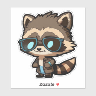 Raccoon in zonnebrillen VinylSticker, whisky Sticker