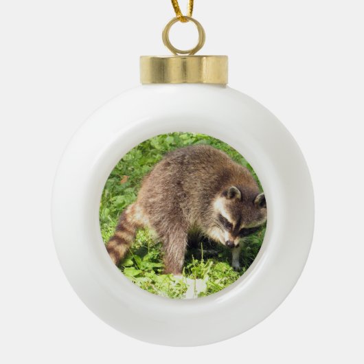 Raccoon Keramische Bal Ornament (Voorkant)
