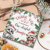Raccoon Kerstmis 1e Verjaardag Dank u Favor Bedankjes Labels