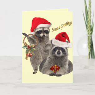 Raccoon Kerstmis A-tijd voor plezier Feestdagen Kaart