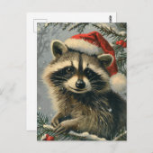 Raccoon Kerstmis Briefkaart (Voorkant / Achterkant)