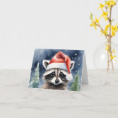 Raccoon Kerstmis Kaart (Gele Bloem)