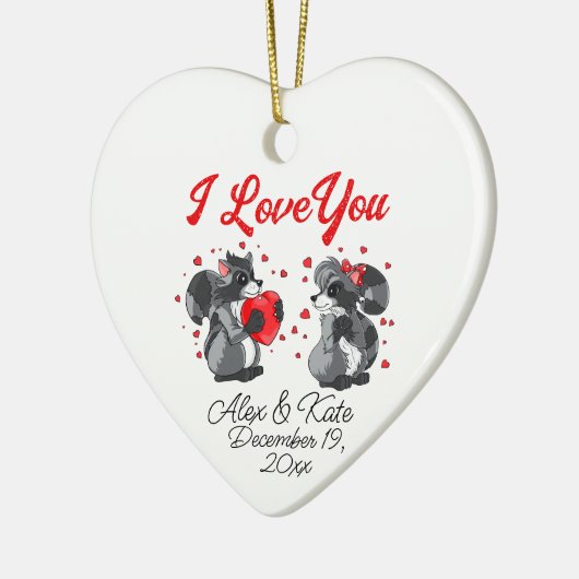 Raccoon Kerstmis Keramisch Ornament (Links)