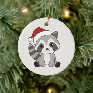 Raccoon Kerstwinter winterkonijnen keramische orn Keramisch Ornament