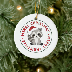Raccoon Kerstwinter winterkonijnen keramische orn Keramisch Ornament