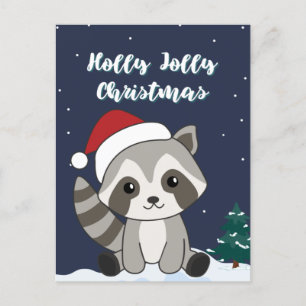 Raccoon kerstwinter wintervakantiebonnen feestdagenkaart