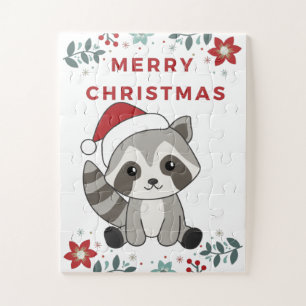 Raccoon-kerstwintervakantieoorden Legpuzzel
