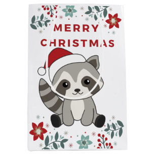 Raccoon-kerstwintervakantieoorden Medium Cadeauzakje