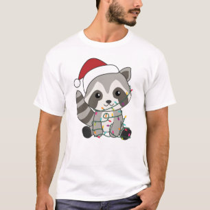 Raccoon-kerstwintervakantieoorden T-shirt
