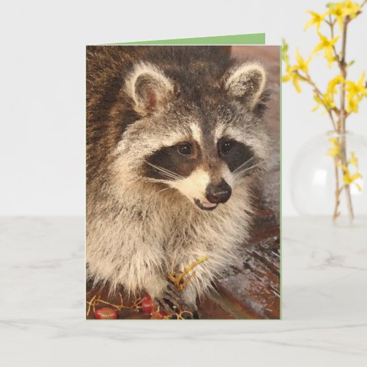 Raccoon Kit met grafische blanco notitiekaart (Gele Bloem)