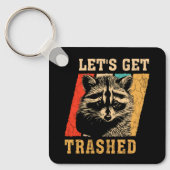 Raccoon Let's krijgen Retro Racoon Fun Sleutelhanger (Voorkant)