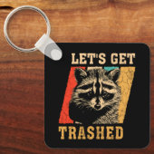 Raccoon Let's krijgen Retro Racoon Fun Sleutelhanger (Voorkant)