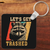 Raccoon Let's krijgen Retro Racoon Fun Sleutelhanger (Achterkant)