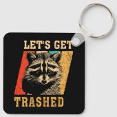 Raccoon Let's krijgen Retro Racoon Fun Sleutelhanger (Achterkant)
