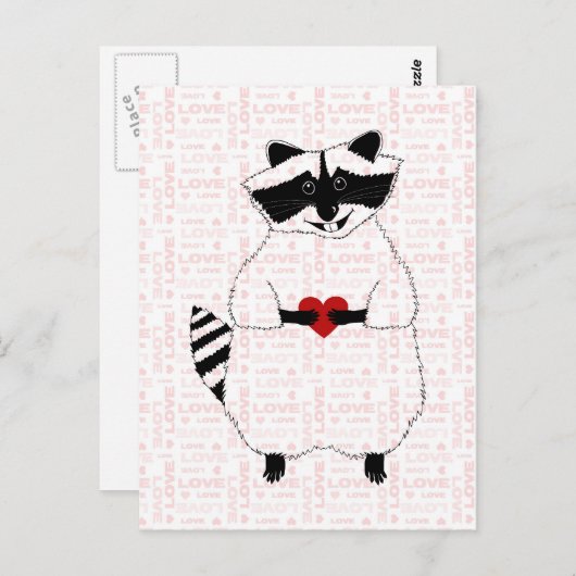Raccoon Love Briefkaart (Voorkant / Achterkant)