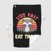 Raccoon Lover Live Fast Eat Trash Golfhanddoek (Insitu)