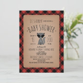 Raccoon Lumberjack Plaid Baby shower Invitation (Debout devant)