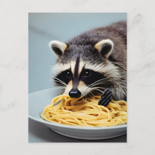 Raccoon Manger Spaghetti Carte Postale