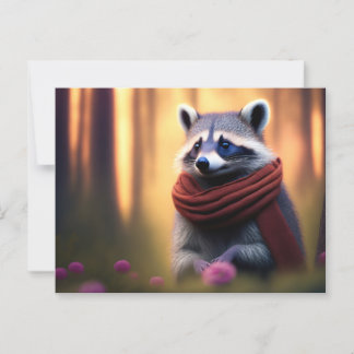 Raccoon met een Scarf in het bos Briefkaart