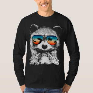 RACCOON met glazen zonnebril Retrostijl T-shirt