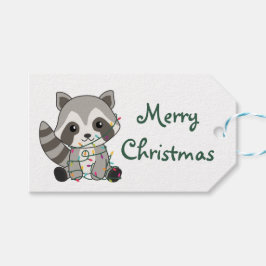 Raccoon met Kerstmis wintervakantieoord Trucker Ha Cadeaulabel
